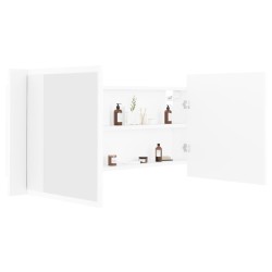 Armoire salle de bain à miroir LED Blanc 100x12x45 cm Acrylique 616534616534
