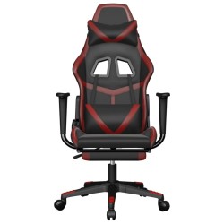 Chaise de jeu avec repose-pied Noir/rouge bordeaux Similicuir 616537616537