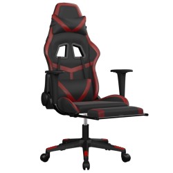 Chaise de jeu avec repose-pied Noir/rouge bordeaux Similicuir 616537616537