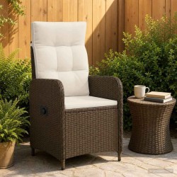 Chaise de jardin inclinable Marron et crème blanche 616539616539