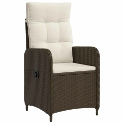 Chaise de jardin inclinable Marron et crème blanche 616539616539