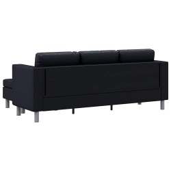 Canapé sectionnel à 3 places Cuir synthétique Noir    616543616543