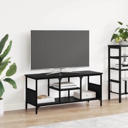 Meuble TV Chêne noir 100 x 35 x 45 cm Bois d'ingénierie et fer 616547616547