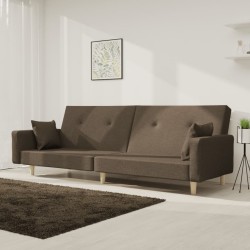 Canapé-lit à 2 places avec deux oreillers taupe tissu 616553616553