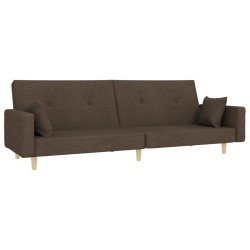 Canapé-lit à 2 places avec deux oreillers taupe tissu 616553616553