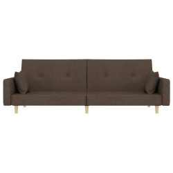 Canapé-lit à 2 places avec deux oreillers taupe tissu 616553616553