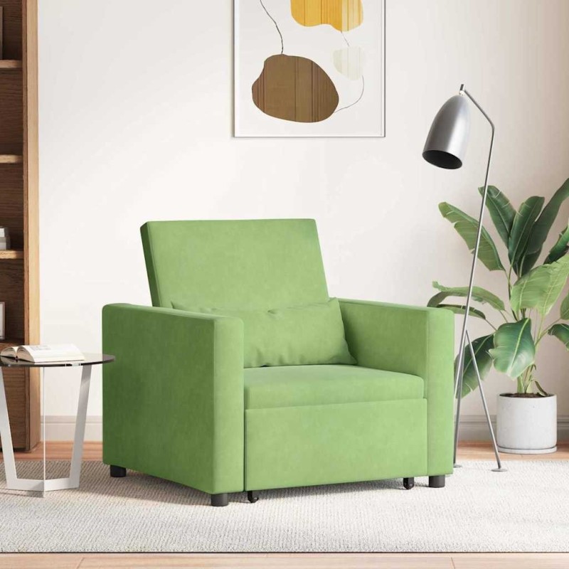 Canapé-lit escamotable simple avec des roues Vert clair Velours 616558616558