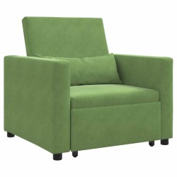Canapé-lit escamotable simple avec des roues Vert clair Velours 616558616558