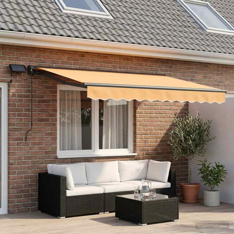 Cadre de store manuel avec LEDs Sable 3,5 x 2 m 616566616566