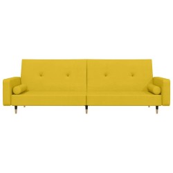 Canapé-lit à 2 places avec deux oreillers Jaune Velours 616569616569