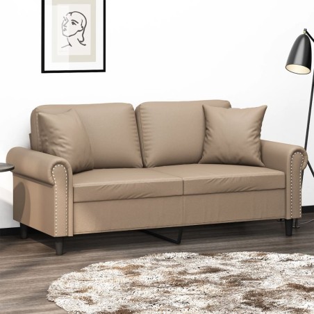 Canapé 2 places avec oreillers cappuccino 140 cm similicuir 616571616571