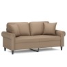 Canapé 2 places avec oreillers cappuccino 140 cm similicuir 616571616571