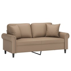 Canapé 2 places avec oreillers cappuccino 140 cm similicuir 616571616571