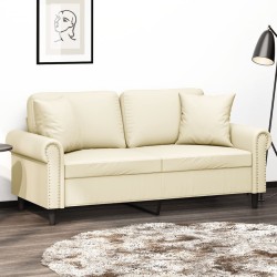 Canapé 2 places avec oreillers crème 140 cm similicuir 616580616580