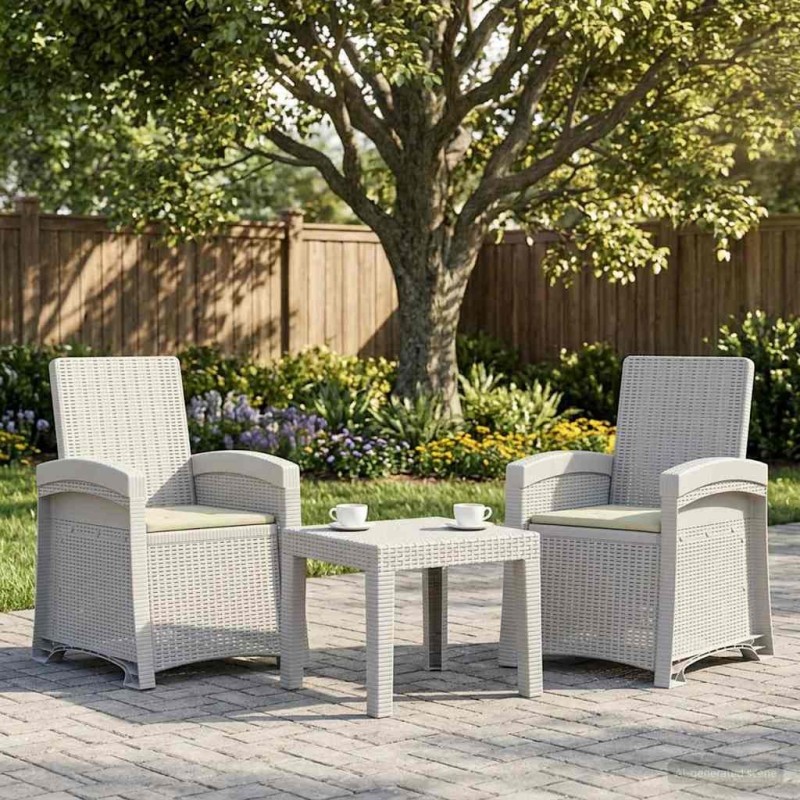 Chaise de jardin inclinable imitant le rotin 2 pcs PP 616600616600