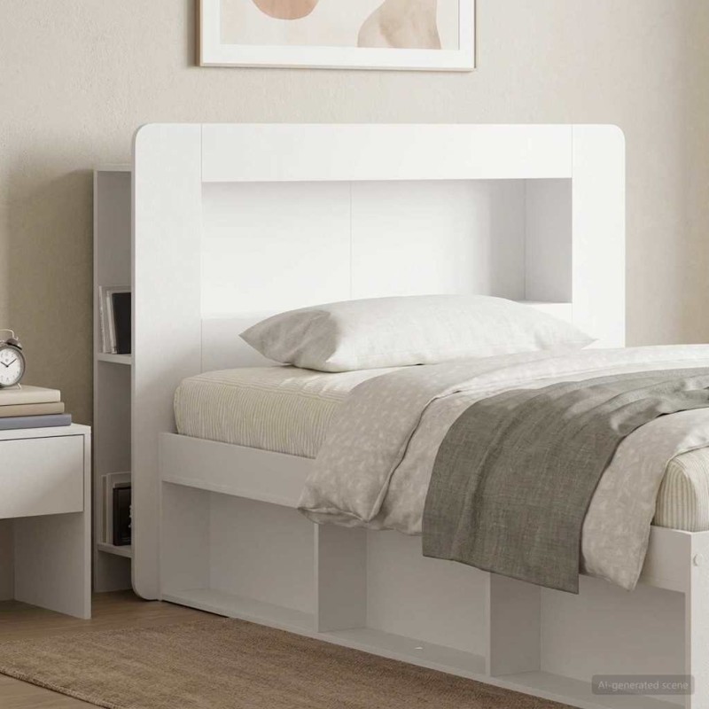 Cabinet de Tête de Lit Blanc brillant Bois d’ingénierie 616604616604