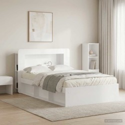 Cabinet de Tête de Lit Blanc brillant Bois d’ingénierie 616604616604