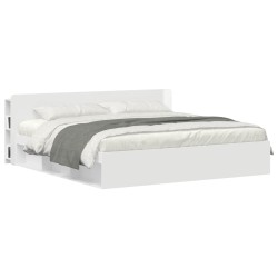 Cabinet de Tête de Lit Blanc brillant Bois d'ingénierie 616609616609