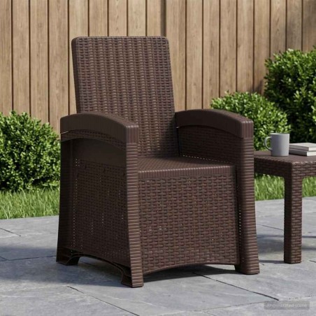 Chaise de jardin inclinable imitant le rotin Marron PP 616611616611