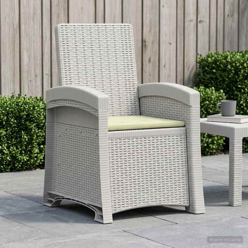 Chaise de jardin inclinable imitant le rotin Blanc et crème PP 616617616617