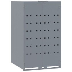 Rangement à roulettes pour poubelles pour 3 bacs gris acier 616628616628
