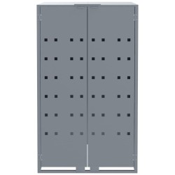 Rangement à roulettes pour poubelles pour 3 bacs gris acier 616628616628