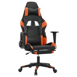 Chaise de jeu de massage et repose-pied Noir&Orange Similicuir 616635616635
