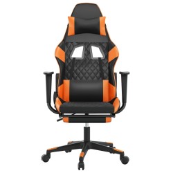Chaise de jeu de massage et repose-pied Noir&Orange Similicuir 616635616635