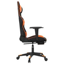 Chaise de jeu de massage et repose-pied Noir&Orange Similicuir 616635616635
