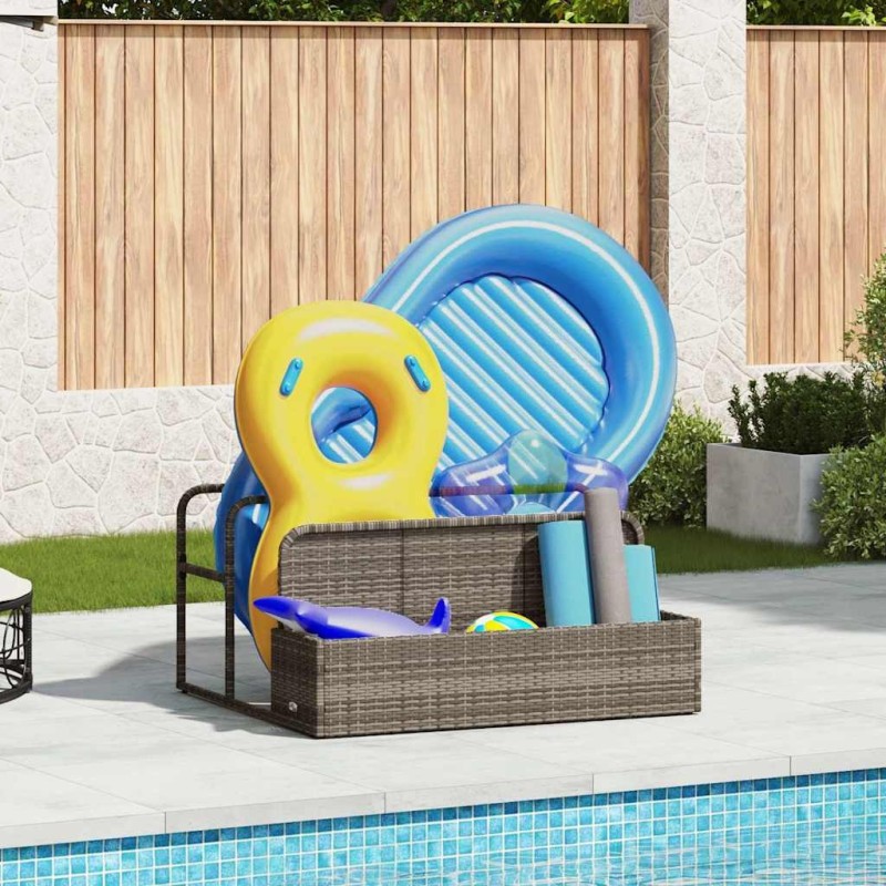 Rangement pour matelas gonflables de piscine gris 110 x 100 x 57 cm résine tressée 616656616656