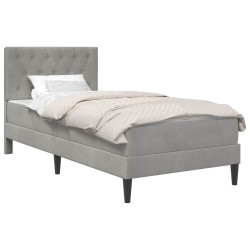 Cadre de lit avec matelas Gris clair 90 x 190 cm Velours 616666616666