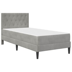 Cadre de lit avec matelas Gris clair 90 x 190 cm Velours 616666616666