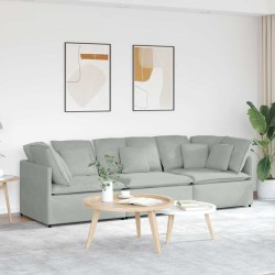 Canapé modulable avec coussins velours gris clair 616672616672