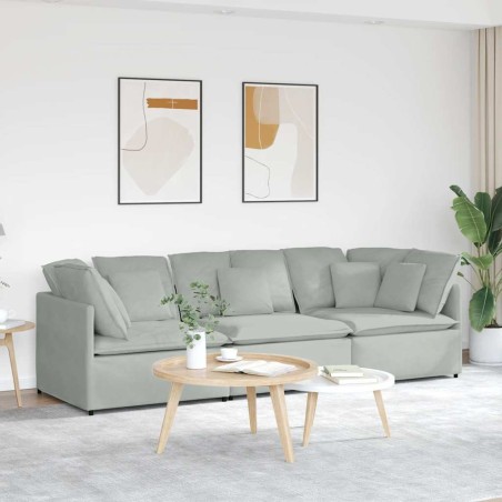 Canapé modulable avec coussins velours gris clair 616672616672