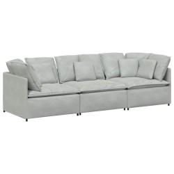 Canapé modulable avec coussins velours gris clair 616672616672