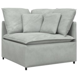 Canapé modulable avec coussins velours gris clair 616672616672