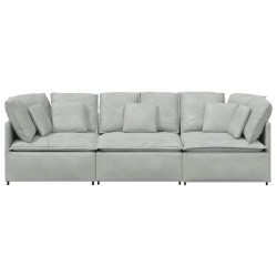 Canapé modulable avec coussins velours gris clair 616672616672