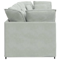 Canapé modulable avec coussins velours gris clair 616672616672