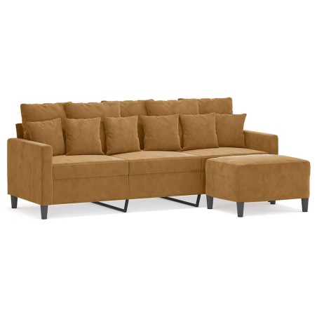 Canapé à 3 places avec repose-pieds Marron 180 cm Velours 616676616676