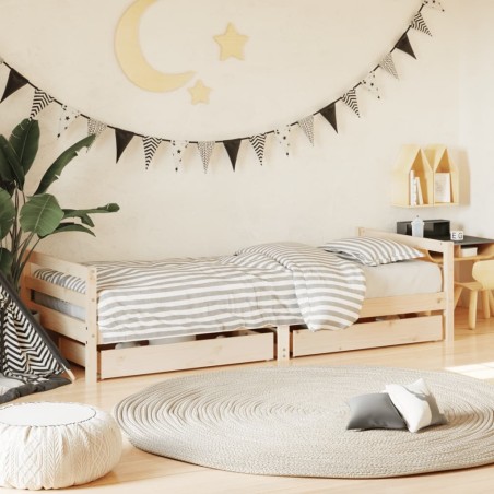 Cadre de lit pour enfants gris 80x200 cm bois de pin massif 616678616678