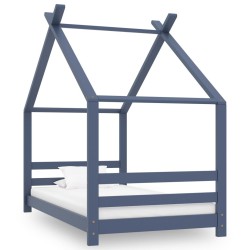 Cadre de lit d'enfant Gris Bois de pin massif 80x160 cm 616679616679