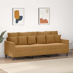 Canapé à 3 places Marron 180 cm Velours 616686616686
