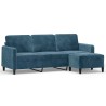 Canapé à 3 places avec repose-pieds Bleu 180 cm Velours 616694616694