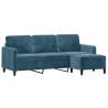 Canapé à 3 places avec repose-pieds Bleu 180 cm Velours 616694616694