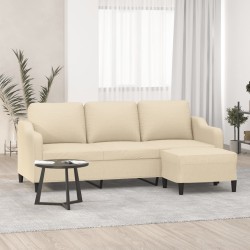 Canapé à 3 places avec repose-pieds Crème 180 cm Tissu 616695616695