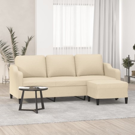 Canapé à 3 places avec repose-pieds Crème 180 cm Tissu 616695616695
