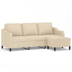 Canapé à 3 places avec repose-pieds Crème 180 cm Tissu 616695616695