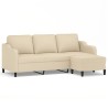 Canapé à 3 places avec repose-pieds Crème 180 cm Tissu 616695616695
