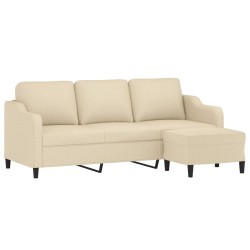 Canapé à 3 places avec repose-pieds Crème 180 cm Tissu 616695616695