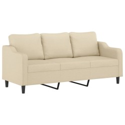Canapé à 3 places avec repose-pieds Crème 180 cm Tissu 616695616695